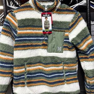 Hurley Kids Striped half Zip-Up Jacket - Green, Orange, White, Blue